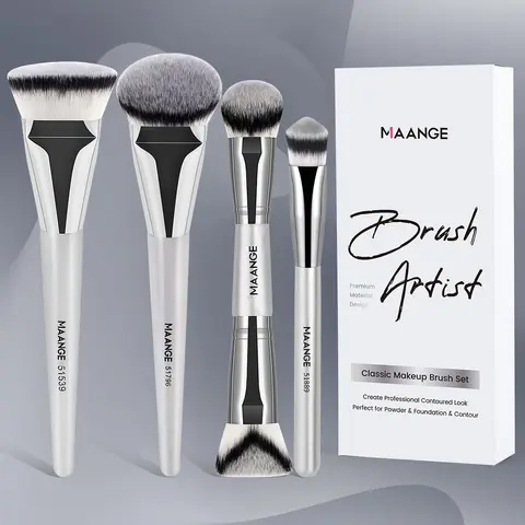 Makeup Brush Set, 4pcs Double-ended Makeup Blending Brush with Soft Bristles, Multifunctional Makeup Brushes, Cosmetic Brushes, Makeup Tools for Women & Girls, Beauty Travel Brush, Face Makeup Brushes, Artist Brush Set