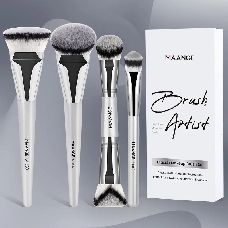 Makeup Brush Set, 4pcs Double-ended Makeup Blending Brush with Soft Bristles, Multifunctional Makeup Brushes, Cosmetic Brushes, Makeup Tools for Women & Girls, Beauty Travel Brush, Face Makeup Brushes, Artist Brush Set
