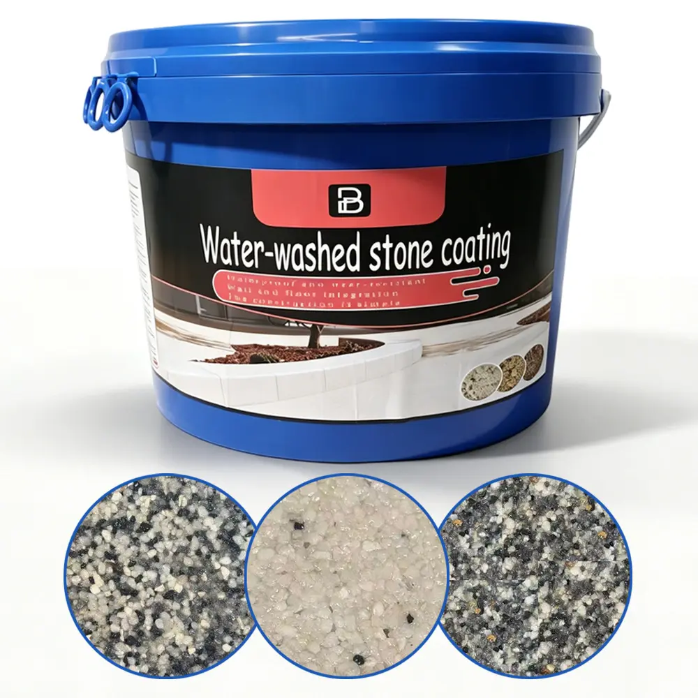 Self-Leveling Stone Coating Epoxy Kit for DIY Indoor Floor Painting - Washable Natural Stone Texture Paint, Multi-Size in Black, White and Grey, 0.14 Gallons