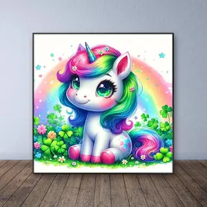 Unicorn Pattern DIY Diamond Arts Colorful Painting Kit without Frame, DIY 5D Diamond Arts Colorful Painting Kit, Wall Art Decor for Home Living Room Bedroom Crafts