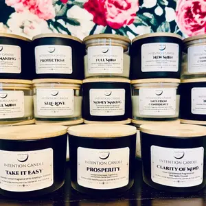 Intentions Crystal Candles - Handcrafted Soy Wax Candles with Grade A Crystals for Balance Positivity Healing Decor Ornaments Infused with Complementary Fragrances for Emotional and Spiritual Well-being - Decoration