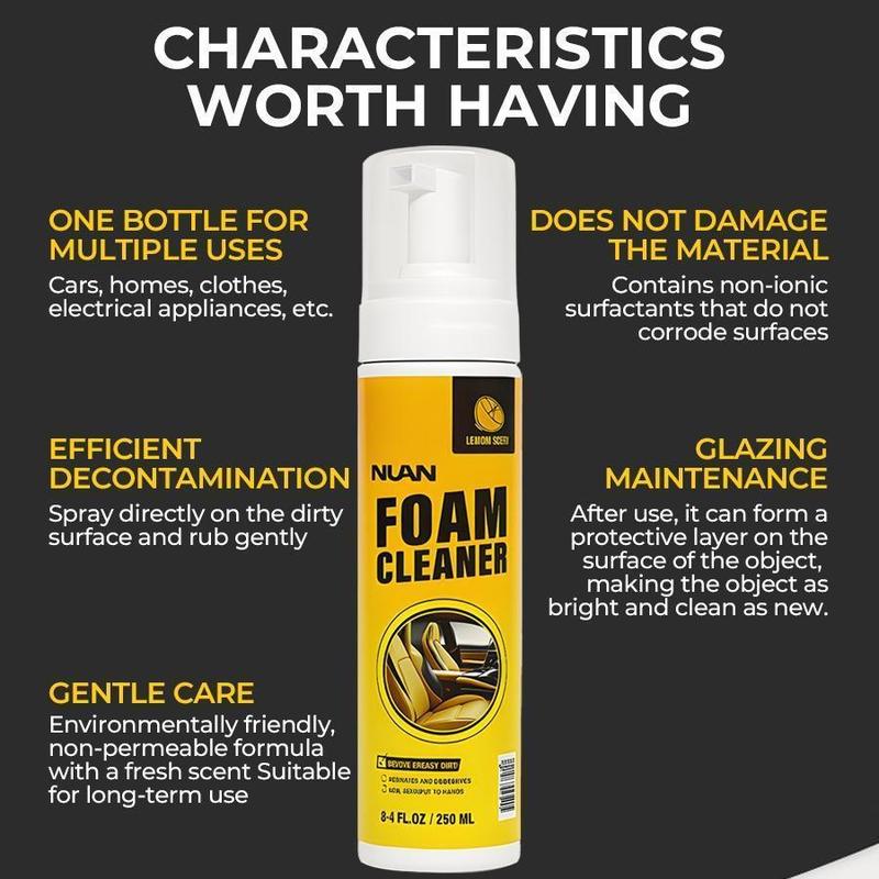 NUAN  Interior Cleaner Foam – Leather Seats, Headliner & Plastic Panel Protector