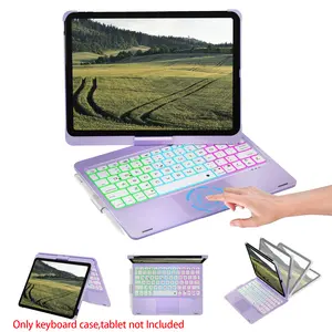 Thin & Lightweight Touch iPad Case with Multifunctional Keyboard, 7-Color Backlit, 360-Degree Rotation, Only Keyboard Case, Tablet Not Included