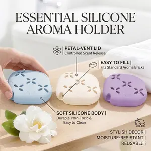 Silicone Diffuser Box, Reusable Fragrance Storage Box, Petal Ventilated Lid Design, Ideal for Aromatherapy & Home Decor