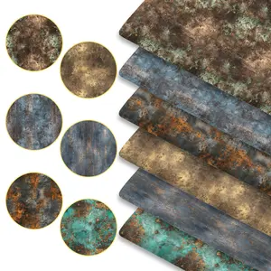 6pcs Distressed Metal Print Fabric Bundles, 45cm*50cm/17.72in*19.69in Rusty Oxidation Pattern Fabric Squares for Quilting, Patchwork Sewing Material for Bedding, Tablecloth, Bags, Masks, Hats, Headbands, Pillowcases