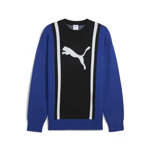 PUMA Mens Future Archive Relaxed Knitted Crew Neck Sweater Casual - Blue