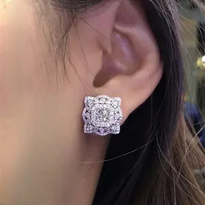 Fully Studded Sparkling Flower Zirconia Earrings - Elegant and Luxurious for Women - Perfect for Weddings, Engagements, and Banquets