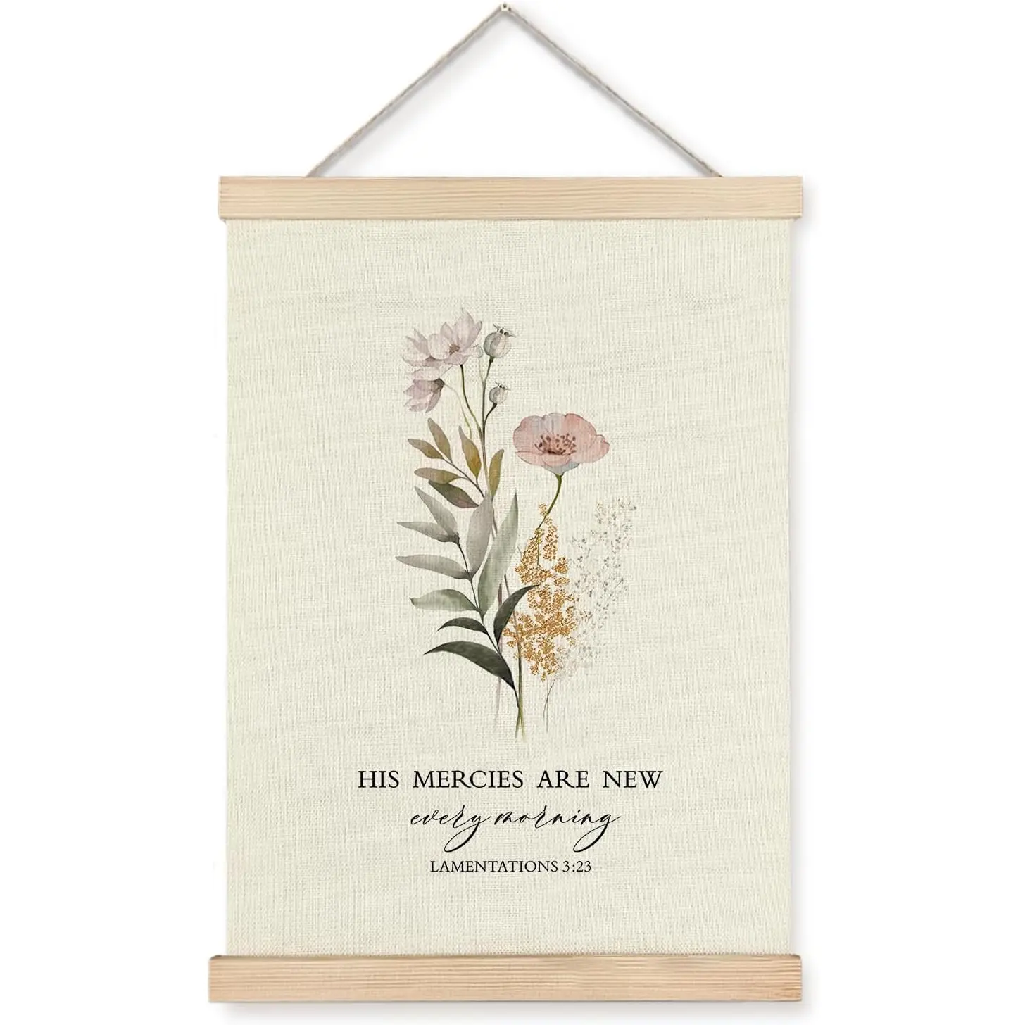 Inspirational Christian Wall Art Decor - "His Mercies Are New Every Morning" Framed 12x16 - Perfect for Bedroom, Living Room, or Office - Thoughtful Christian Gifts for Women