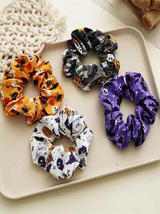 women's cute creative pumpkin pattern hair scrunchies, cute hair ties for women & girls, colorful trendy novelty hair accessories for party hairstyle decor
