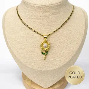 A52. chain with flower pendant/ laminado 14k