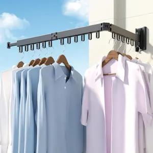 Foldable Clothes Drying Rack for Laundry Room, Wall-Mounted Space-Saving Design, Multi-Functional Durable Hanger, Efficient Use