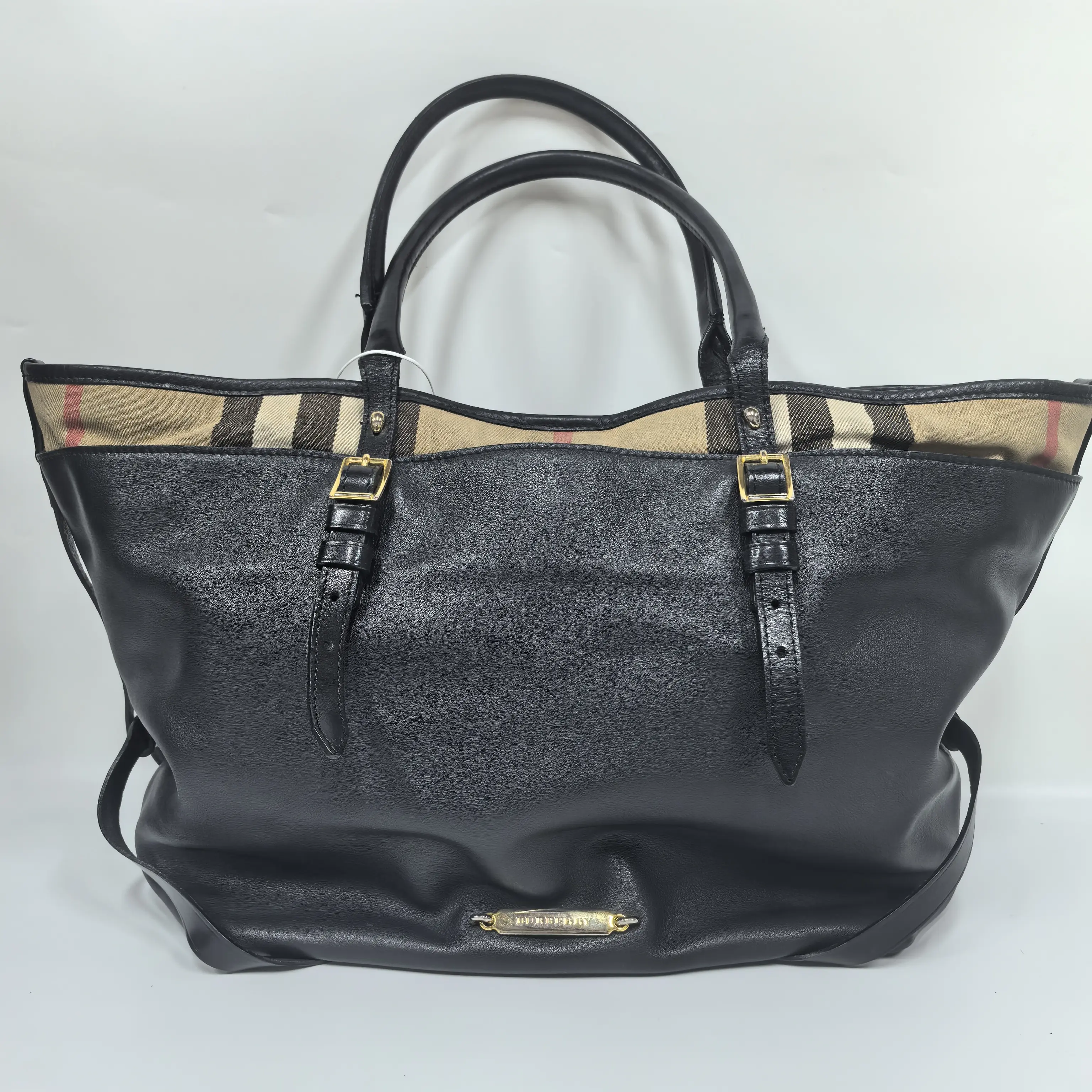 Pre-owned LTALY Tote Bags Burberry Extra large plaid and black tote（SZ 22672）