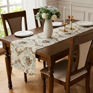Tapestry Table Runner with Rose Flower Design - 48 Inch for Small Dining, Dresser, Coffee Table Rustic Decor.(Diana 16 x 48)