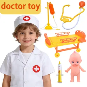 Doctor Toy Set for Boys & Girls, Pretend Play Medical Bed Nurse Costume, Includes Stethoscope, Injection Syringe, Iv Bag