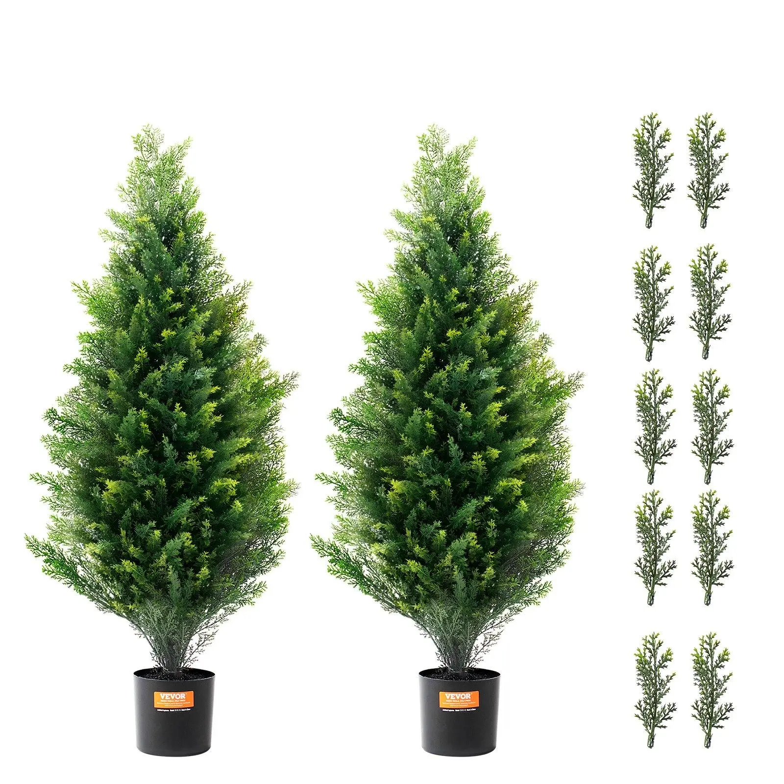 【SummerFinds】2-Pack 3ft Lifelike Artificial Cedar Topiary Trees - SGS Certified, Photorealism Indoor Faux Plants with Pots, UV-Resistant Home Decor for Balcony, Outdoor Use