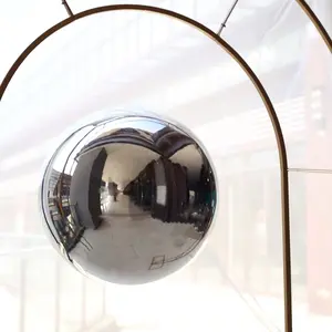 Stainless Steel Gazing Globe Mirror Ball 16" Reflective Shiny Hollow Sphere Silver - Outdoor Garden Decoration