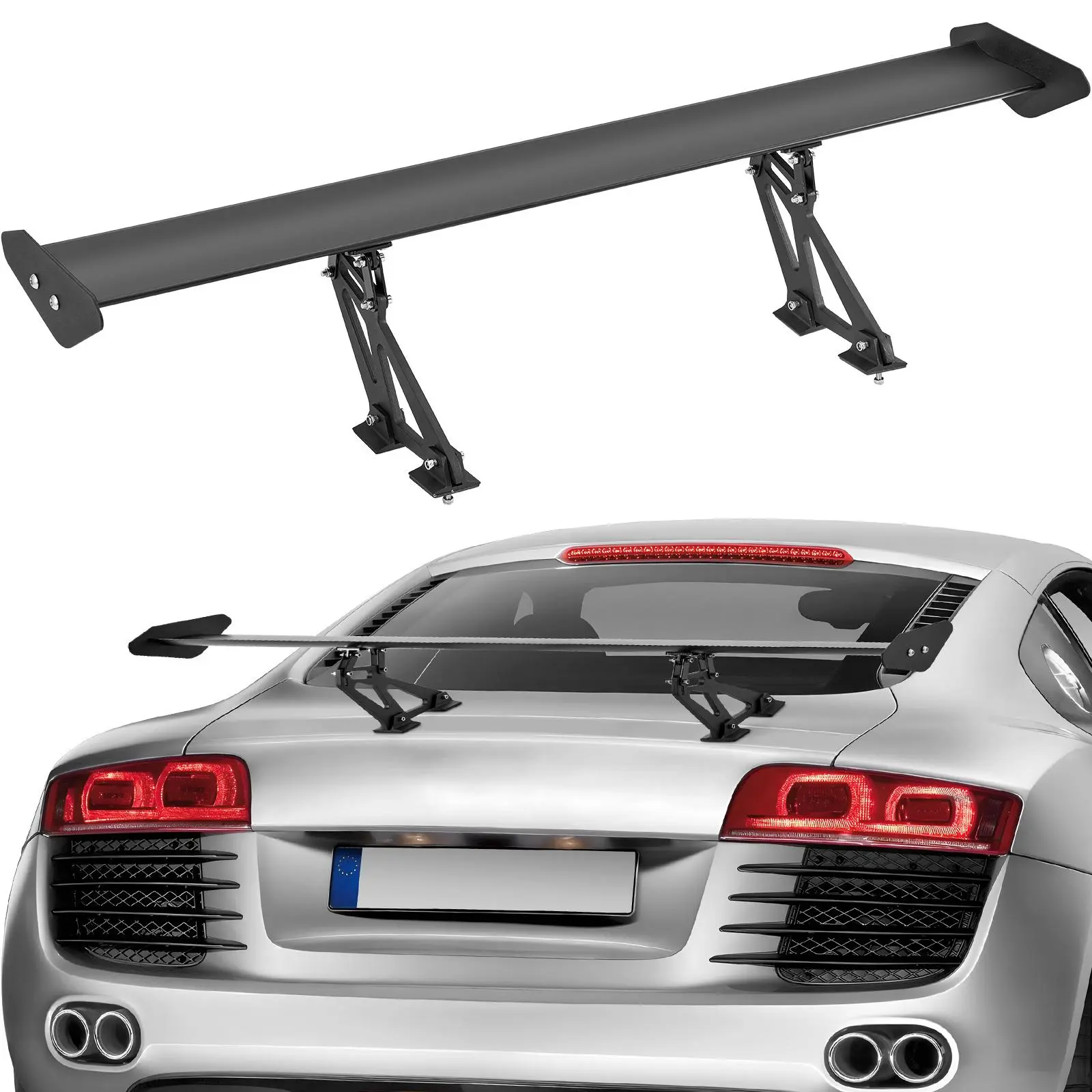 【DealsForYouDays】VEVOR GT Wing Car Spoiler, 43.3 inch Universal Spoiler with Single Deck, Adjustable Lightweight Aluminum, Car Rear Spoiler Wing, Racing Spoiler BGW/JDM Drift Black