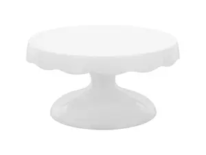 2-in-1 Cake Stand & Serving Plate 10" Round Pedestal Design for Display & Entertaining White Pedestal with Cake on Top Ornaments Decor