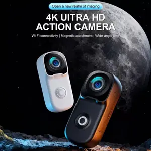 4K Thumb Action Camera with Gyro and EIS 800mAh Battery IP63 Waterproof Case 10M Underwater 156° Wide Angle for Outdoor Sport Compact Magnetic