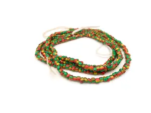 Rugby Stripe Red/Yellow/Green Waist Bead for Women | Waist Beads | Large Seed Beads | Afrocentric | Cloth & Cord