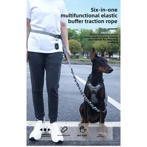 Heavy Duty Elastic Shock-Absorbing Anti-Explosion Dog Leash, Multi-Leash Double Leads Running Rope for Large Dogs