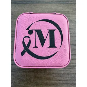 Compact Personalized Pink Leatherette Travel Jewelry Box for Breast Cancer Survivors | Compact & Stylish Gift