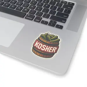 Funny Kosher Pickle Barrel 3" Vinyl Sticker - Mouthwatering & Whimsical Foodie Cute Decorative adhesive label sticker