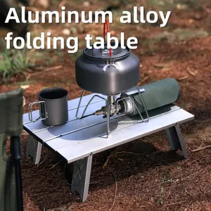 Outdoor ultra-light portable aluminum alloy folding table [Silver], ultra-small and easy to store, leisure table, coffee table, wear-resistant and corrosion-resistant, sturdy tent camping table, camping picnic cookware, coffee table and tea table