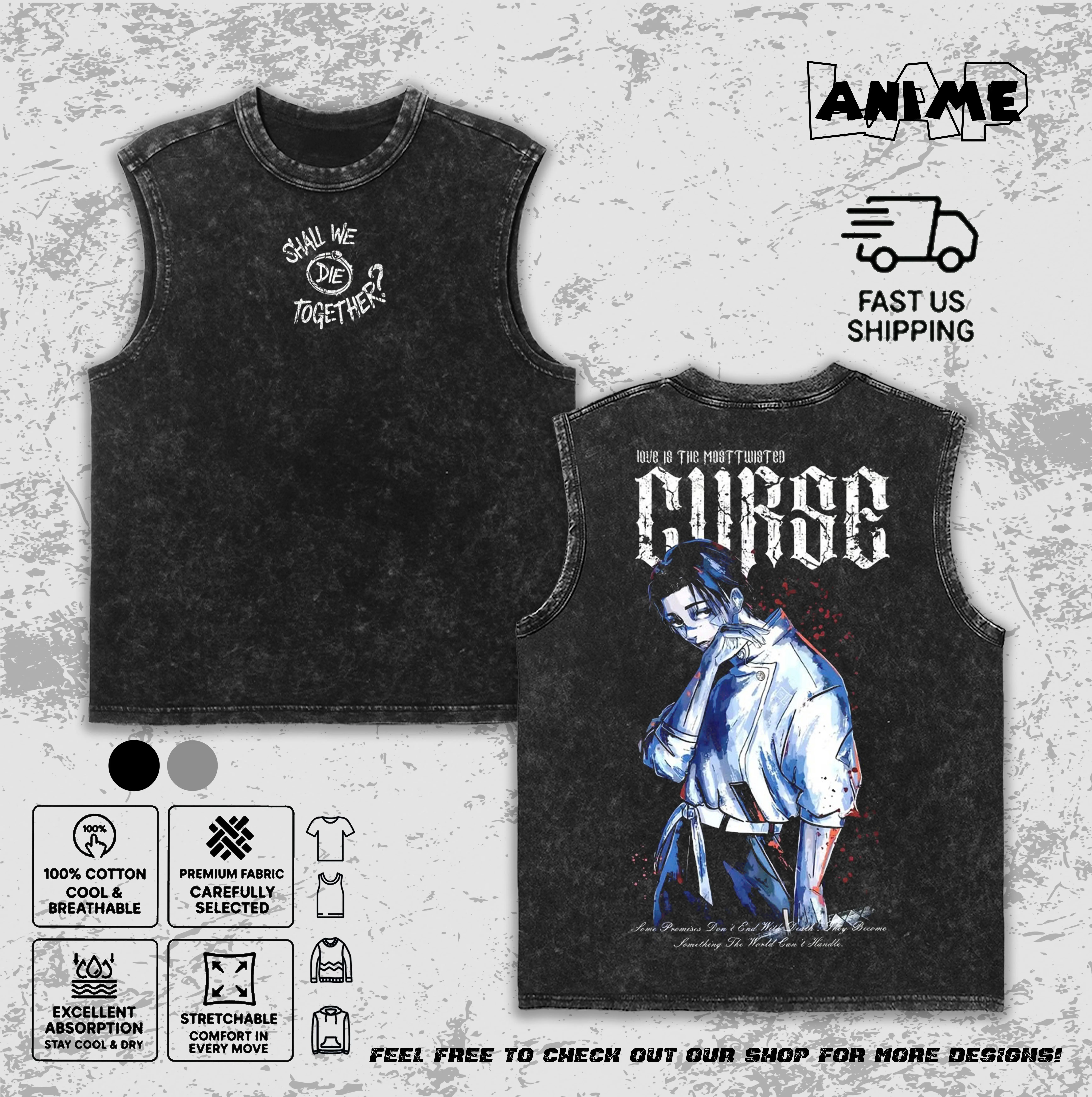 Jujutsu Kaisen Yuta Okkotsu Vintage Acid Wash Tee Hoodie Sweatshirt Tank Top, Love is a Curse Graphic, Streetwear Unisex Cotton Top for Men & Women JJK Anime