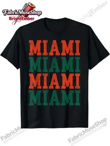 Men's & Women's Miami T-Shirt - 100% Cotton Short Sleeve Crew Neck Casual Tee with Miami Print, Breathable Summer Top Suitable for Outdoor Wear, Machine Washable Gift for Men Women, for - (Halloween, Christmas)