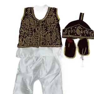 Nepali Traditional Pasni Set Heavy Hand Work Beautiful Suits with Embroidered Vest and Matching Hat