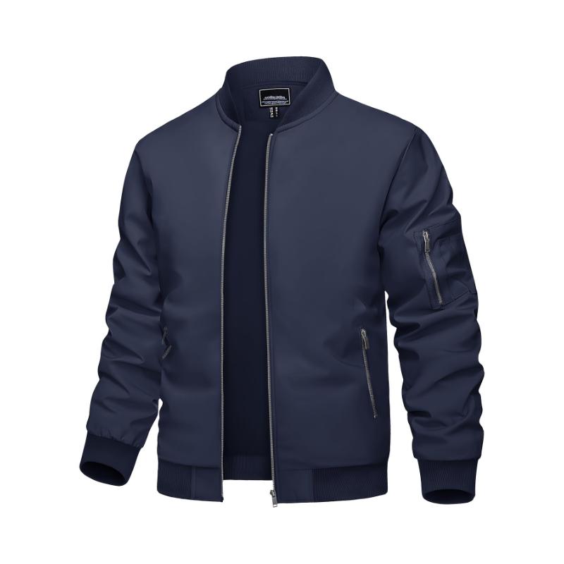 Men's Classic Thermal Bomber Jacket - Lightweight, Soft, Warm, and Windproof with Multi-Pockets, Stand Collar, and Zipper Closure - Perfect for Dating, Running, Party, Working, and Daily Wear in Spring and Fall Seasons