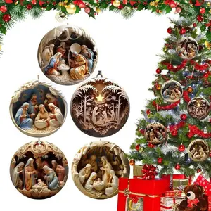 Nativity Keepsake Religious Ornament Creative Jesus Family Scene Christmas Ornament For Tree Decor Christian Hanging Pendent
