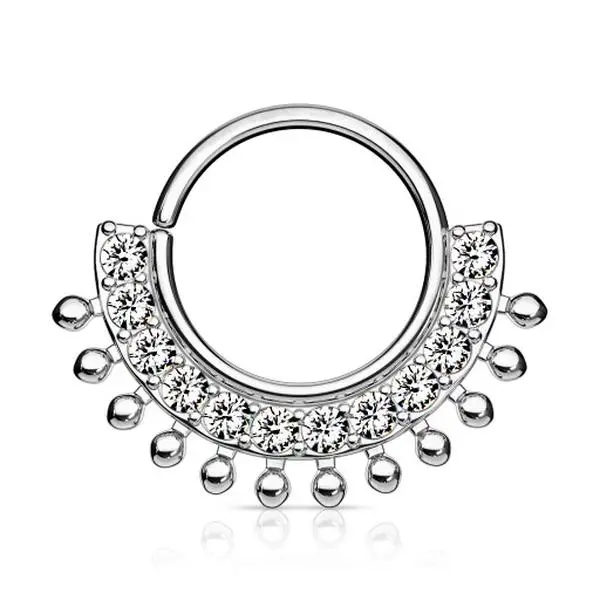 Gold Diamond Beaded Statement Septum Piercing - 16 Gauge, 8mm, Surgical Steel, Lead and Nickel Free, Hypoallergenic, Durable & Great Quality