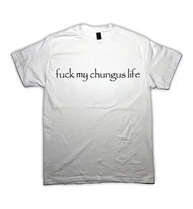 Chungus Life Tee - Fitted Short Sleeve Crew Neck Casual Minimalist Summer Medium Length T-Shirt 100% Pre-Shrunk Cotton