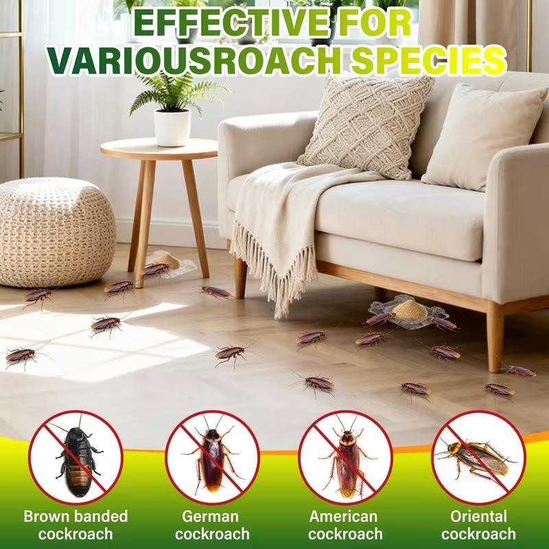 50-Packet High-Efficiency Cockroach Bait Powder - Fast-Acting, Nest-Colony Eliminator, Suitable for Indoor, Outdoor & Kitchen Window Enclosed Spaces (Home Care Supplies)