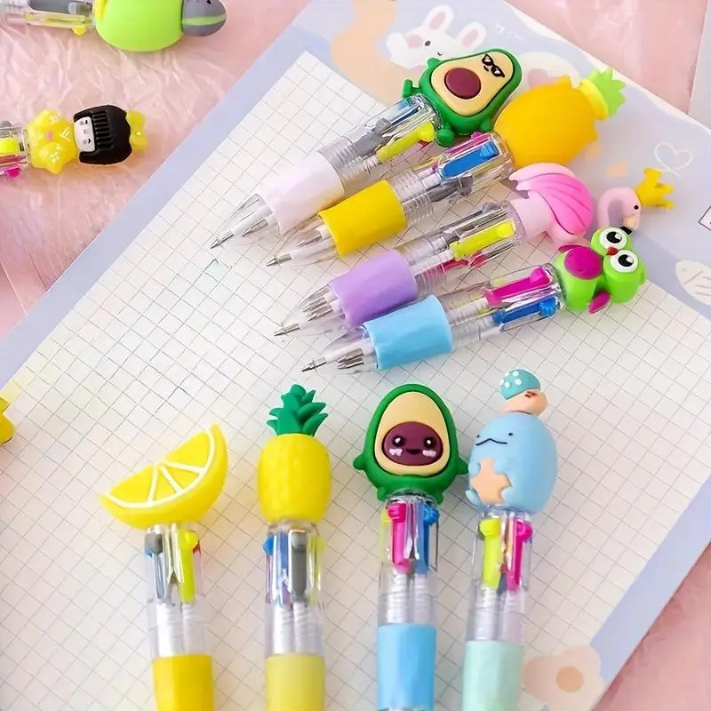 Cute Retractable Pen (4 Counts), Cartoon Design Writing Pen, Stationery Supplies for School & Office, Office Stationery & Supplies, Funny Teacher Pens, Creative Stationery
