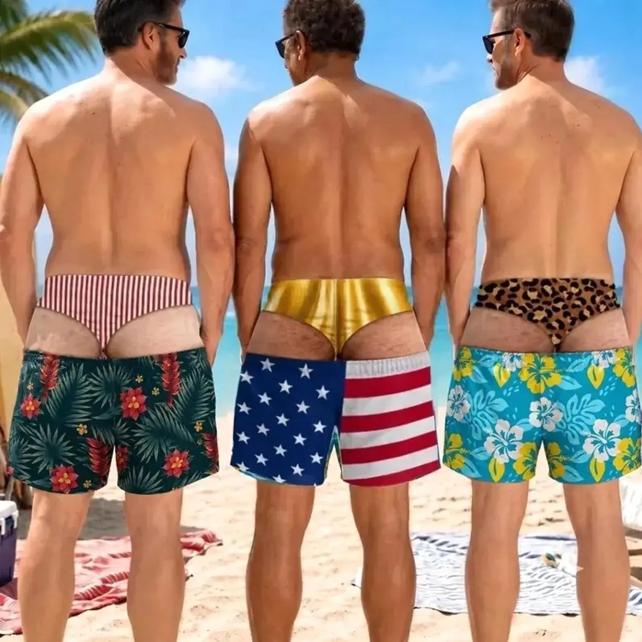 Personalized Funny Men’s Swim Trunks, Custom Fake Underwear Beach Shorts, Wide Load Birthday Gag Gift,Custom Gift for Men Husband Dad,Camping Trip Birthday Wear FunnySwimShorts,CampingBeachShorts, CampingGiftForMen