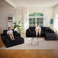 L Shape + Square Chaise Lounge-Black