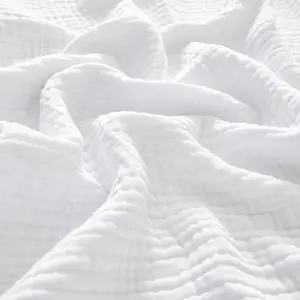 100% Cotton Muslin Blanket King Size 108"x90", 4-Layer Lightweight Gauze Throw, Breathable Cloud-Soft Minimalist Blanket for Bed, Couch, Camping, White, Ideal Gift