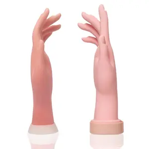 Practice Nail Tips Art Trainer Training Hand Tool - Flexible Bendable Movable Fake Mannequin Left & Right Hands Manicure Tool Practice Tool for Beginners or Salon Artist (Different Hand Sizes) Acrylic Polish