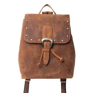 Yellowstone Longhorn Amber Studded Leather Backpack