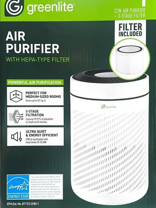 Greenlite Portable Air Purifier G-Pure1-15W with Filter, portable Household Home Appliance