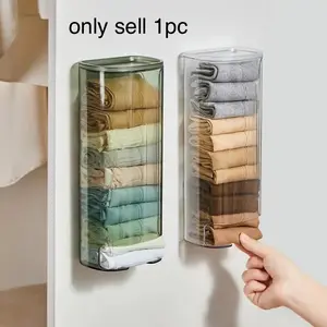 ✨ Free up your messy drawers and keep daily essentials neatly stacked. Wall Mounted Underwear Organizer | Clear Closet Door Dispenser Box, Drill-Free Panty Storage Solution