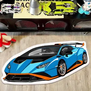 Car Pattern Floor Mat, Non-slip Soft Floor Carpet, Decorative Area Rug for Home Living Room Bedroom, Foldable Floor Mat