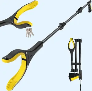 44-Inch Extra Long Foldable Grabber Reacher Tool - 17 Inches Folded, 360° Rotating Anti-Slip Jaw, 4" Wide Claw Opening, 2 Magnetic Tips, Strong Grip for Seniors, Garden Cleaning & Trash Pick Up, 30-Day Return/Replacement