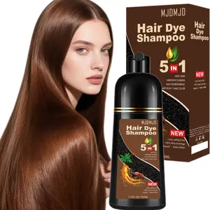 Chocolate Brown Hair Dye Shampoo 5 in 1-100% Gray Coverage，Natural Herbal Color Ingredients Natural Shampoo Hair Dye for Women Men，Easy To Use