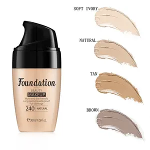 Nourplus Flawless Liquid Foundation Medium Spectrum, Liquid Foundation for Flawless, NaturalLooking Finish，1.06fl.oz 30ml Four colors Long lasting makeup look,Shade 240 SOFT IVORY,NATURAL,TAN,BROWN Cosmetic