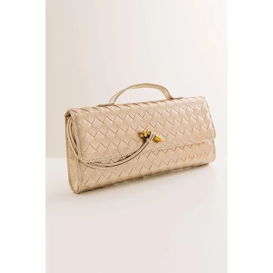 Exclusive Party Woven Metallic Purse in Gold