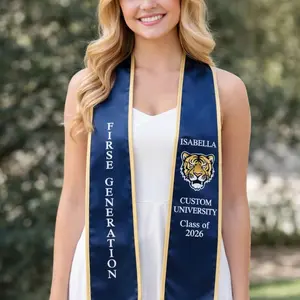 First Generation Custom Your Design Text Logo Graduation Stole, Personalized Graduation Print Sash with Name, Class of 2026